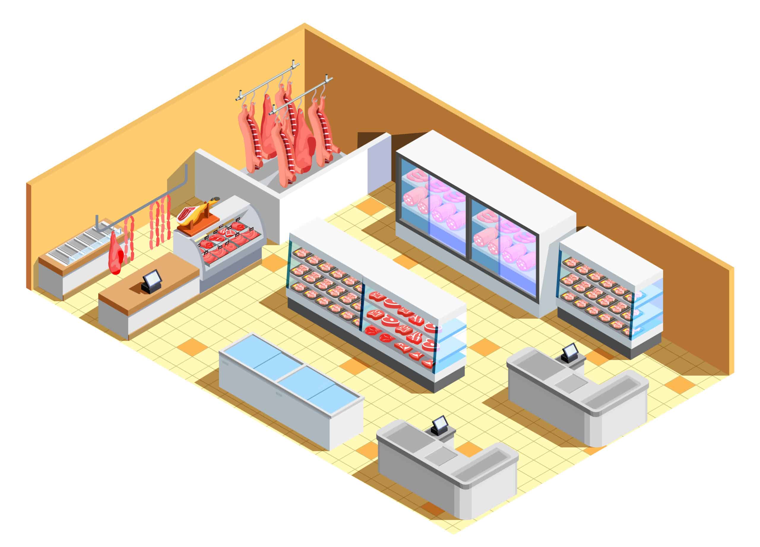 Open fridges in a shop