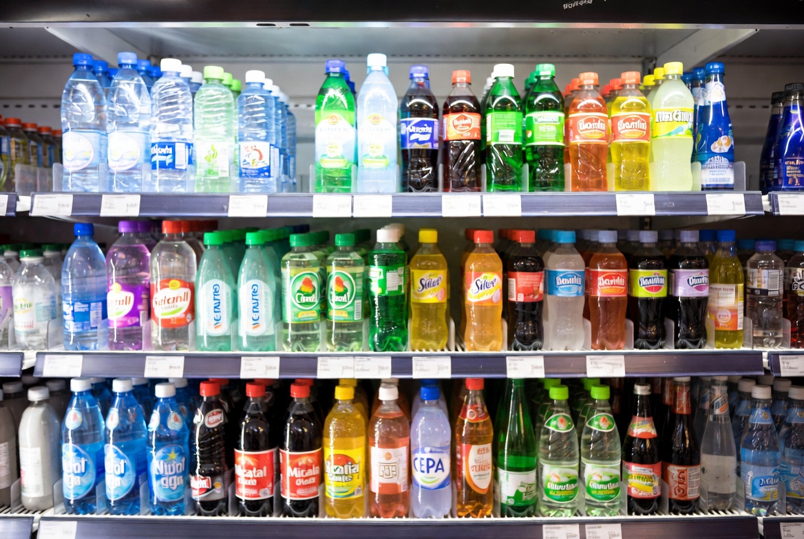 organising drinks in the fridge