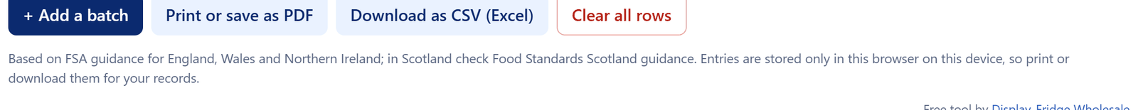 Add, print, download and clear buttons