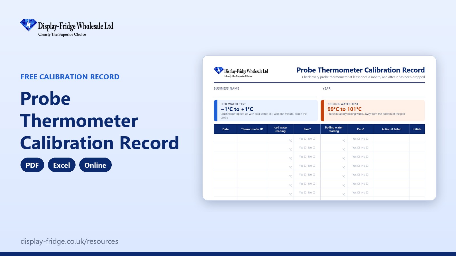 The printable PDF record, with the two test ranges at the top.