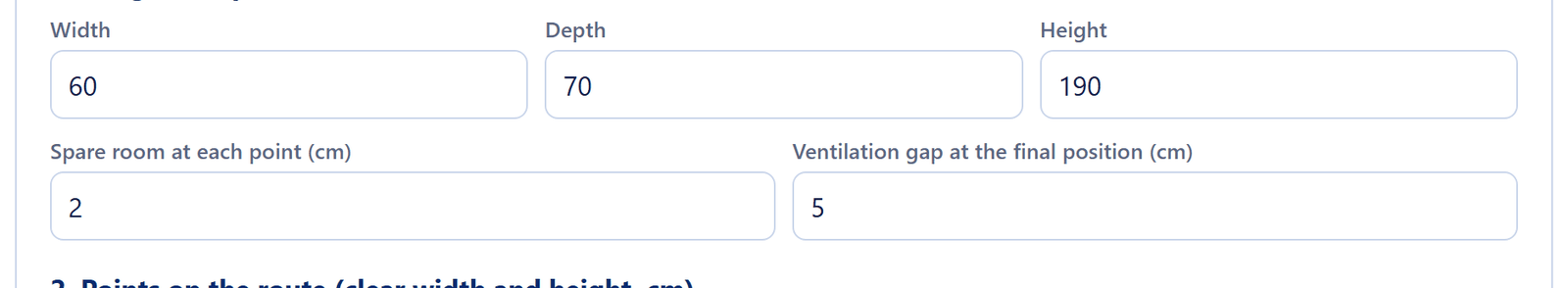 The fridge size, spare room and ventilation gap