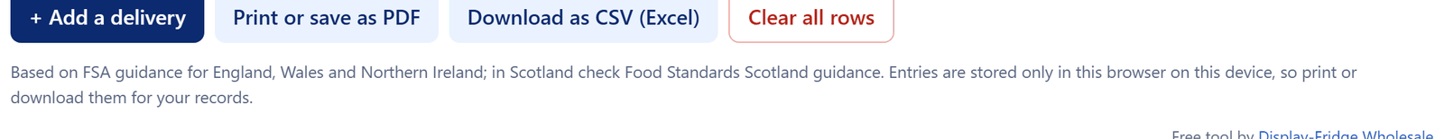 Add, print, download and clear buttons